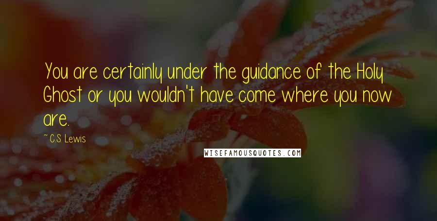 C.S. Lewis Quotes: You are certainly under the guidance of the Holy Ghost or you wouldn't have come where you now are.