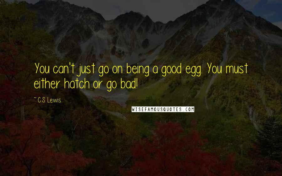 C.S. Lewis Quotes: You can't just go on being a good egg. You must either hatch or go bad!