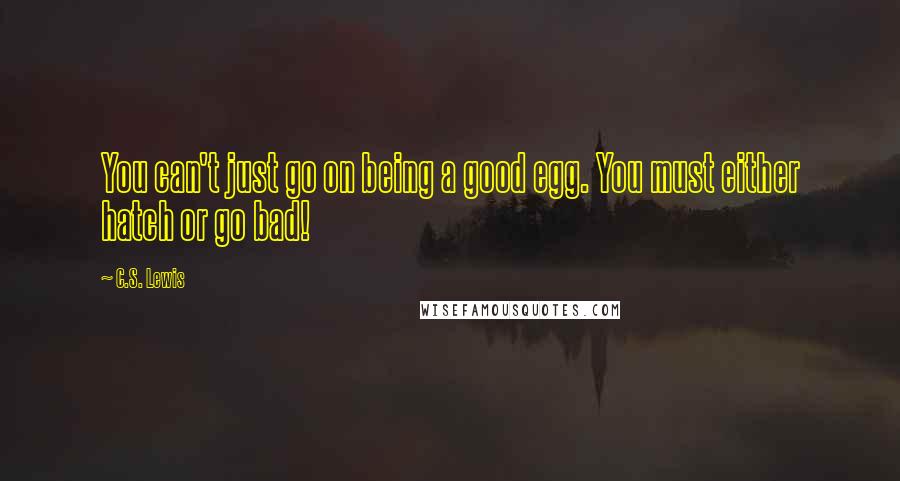 C.S. Lewis Quotes: You can't just go on being a good egg. You must either hatch or go bad!