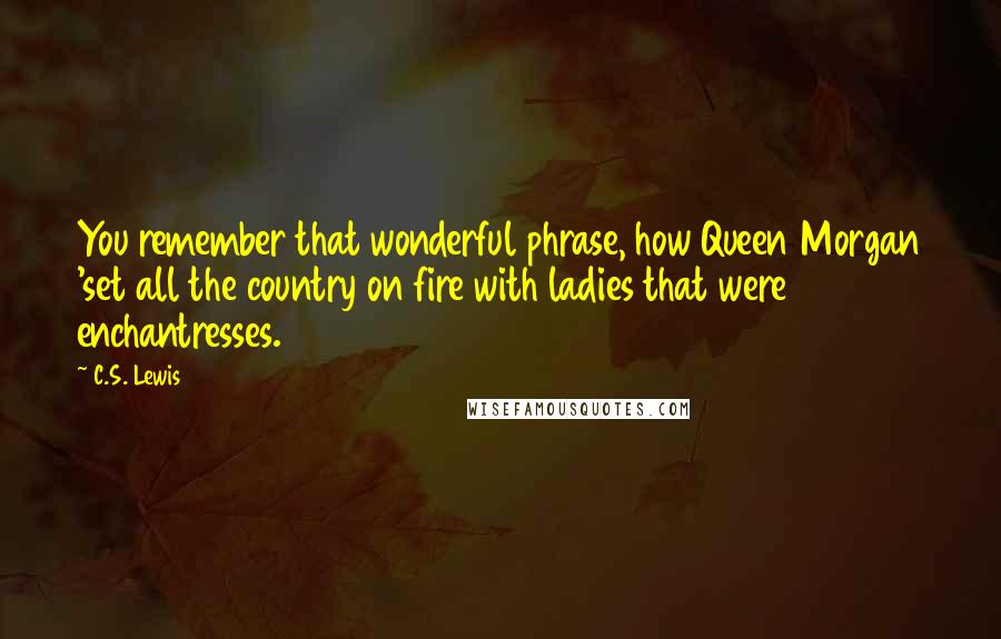 C.S. Lewis Quotes: You remember that wonderful phrase, how Queen Morgan 'set all the country on fire with ladies that were enchantresses.