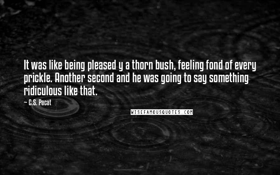 C.S. Pacat Quotes: It was like being pleased y a thorn bush, feeling fond of every prickle. Another second and he was going to say something ridiculous like that.