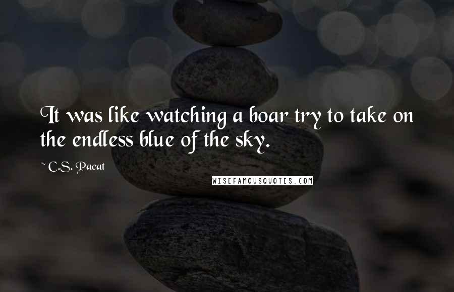 C.S. Pacat Quotes: It was like watching a boar try to take on the endless blue of the sky.