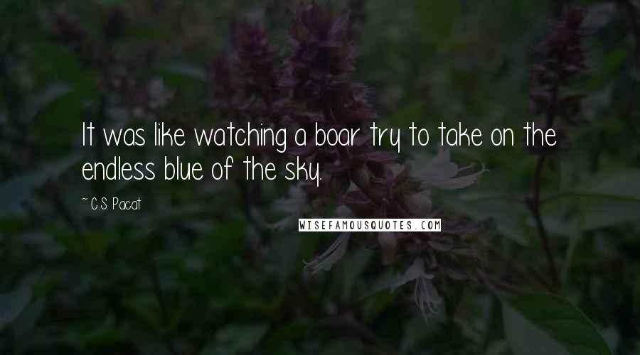 C.S. Pacat Quotes: It was like watching a boar try to take on the endless blue of the sky.