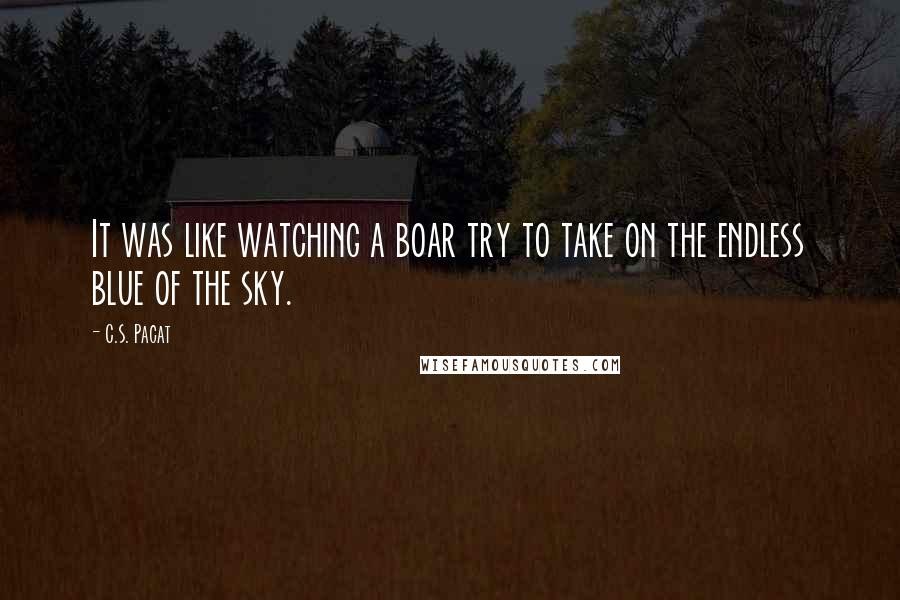 C.S. Pacat Quotes: It was like watching a boar try to take on the endless blue of the sky.