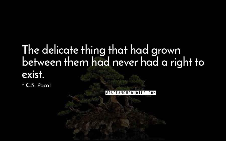 C.S. Pacat Quotes: The delicate thing that had grown between them had never had a right to exist.
