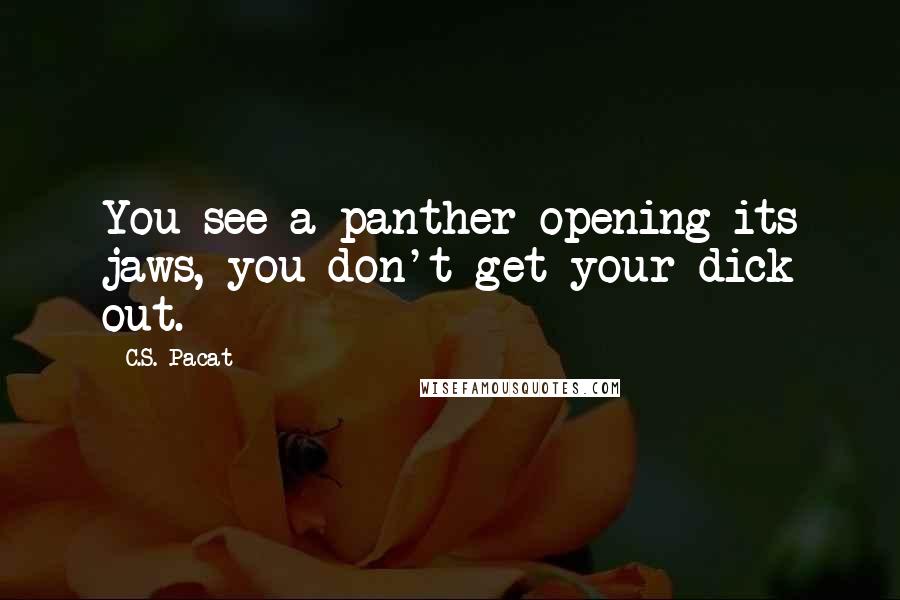 C.S. Pacat Quotes: You see a panther opening its jaws, you don't get your dick out.