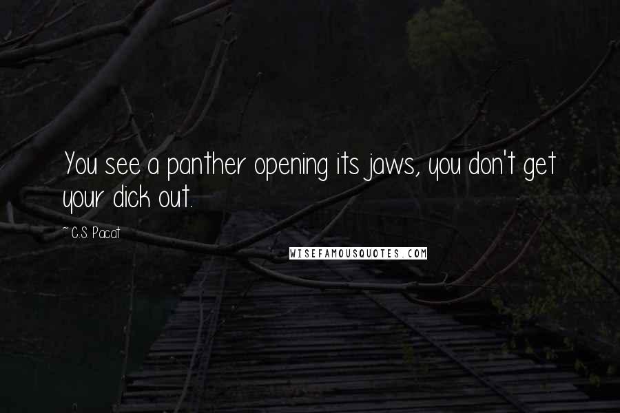 C.S. Pacat Quotes: You see a panther opening its jaws, you don't get your dick out.