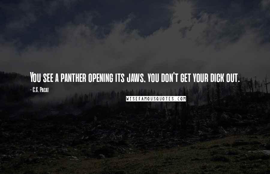 C.S. Pacat Quotes: You see a panther opening its jaws, you don't get your dick out.