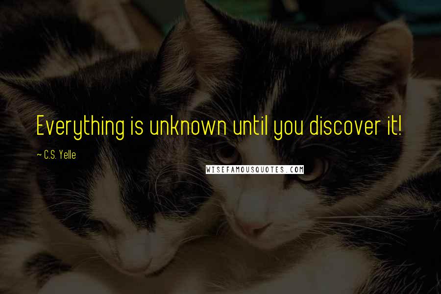 C.S. Yelle Quotes: Everything is unknown until you discover it!