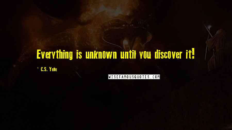 C.S. Yelle Quotes: Everything is unknown until you discover it!