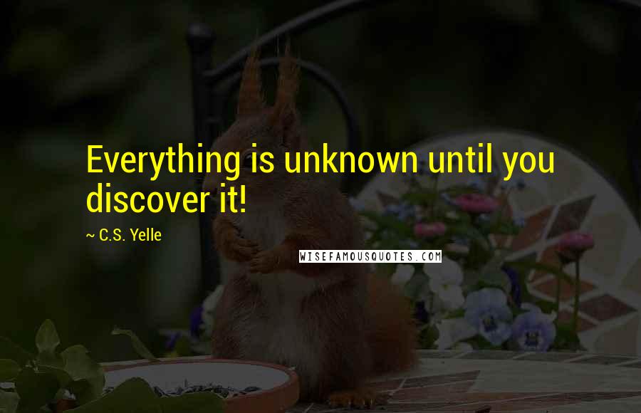 C.S. Yelle Quotes: Everything is unknown until you discover it!