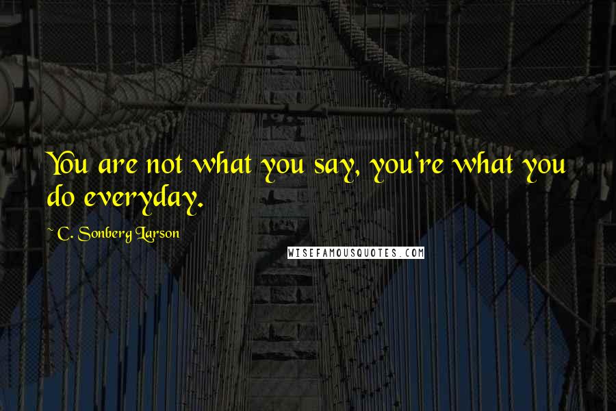 C. Sonberg Larson Quotes: You are not what you say, you're what you do everyday.