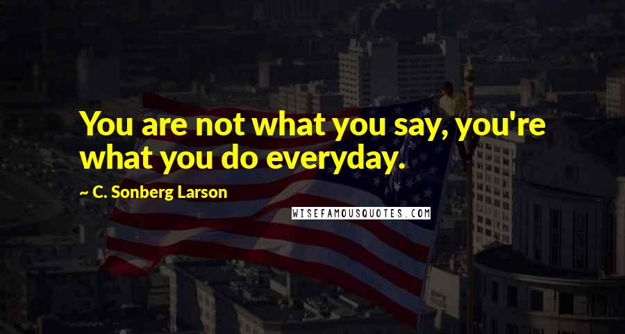 C. Sonberg Larson Quotes: You are not what you say, you're what you do everyday.