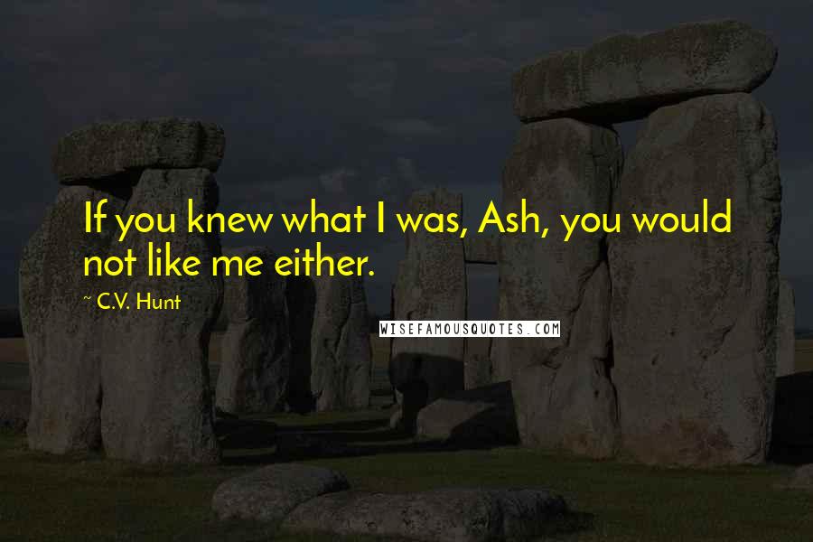C.V. Hunt Quotes: If you knew what I was, Ash, you would not like me either.