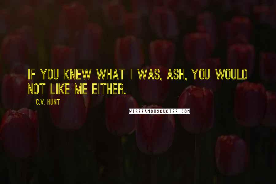 C.V. Hunt Quotes: If you knew what I was, Ash, you would not like me either.