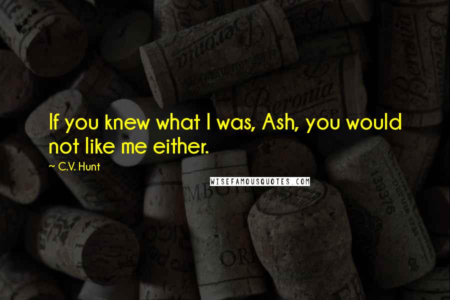 C.V. Hunt Quotes: If you knew what I was, Ash, you would not like me either.