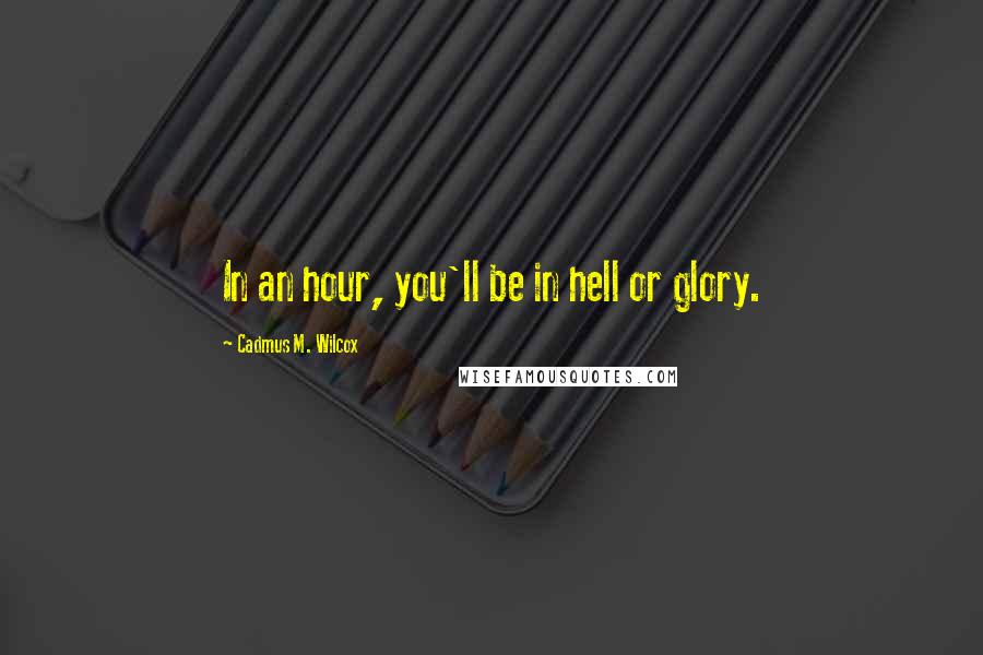 Cadmus M. Wilcox Quotes: In an hour, you'll be in hell or glory.