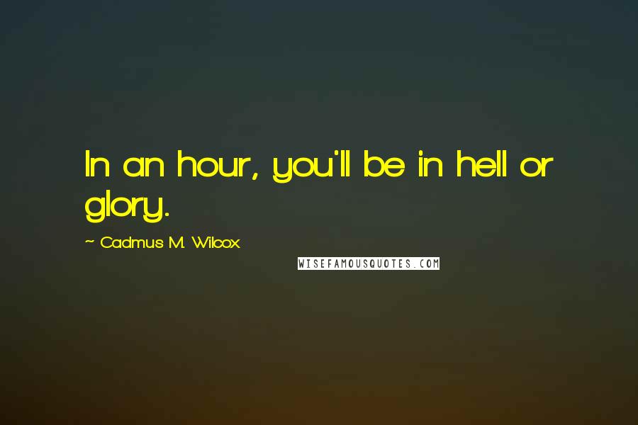 Cadmus M. Wilcox Quotes: In an hour, you'll be in hell or glory.