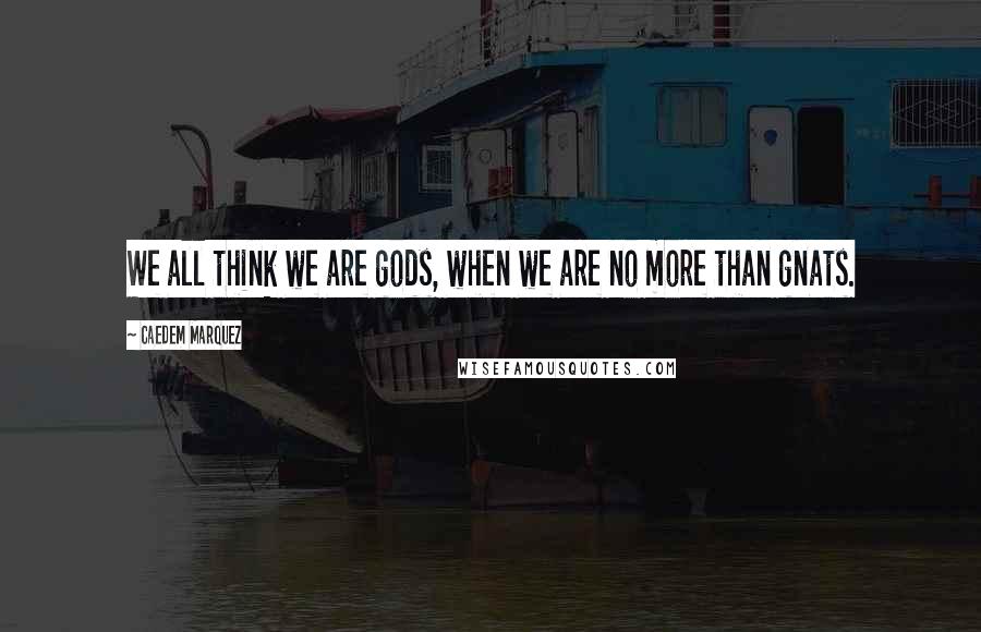 Caedem Marquez Quotes: We all think we are gods, when we are no more than gnats.