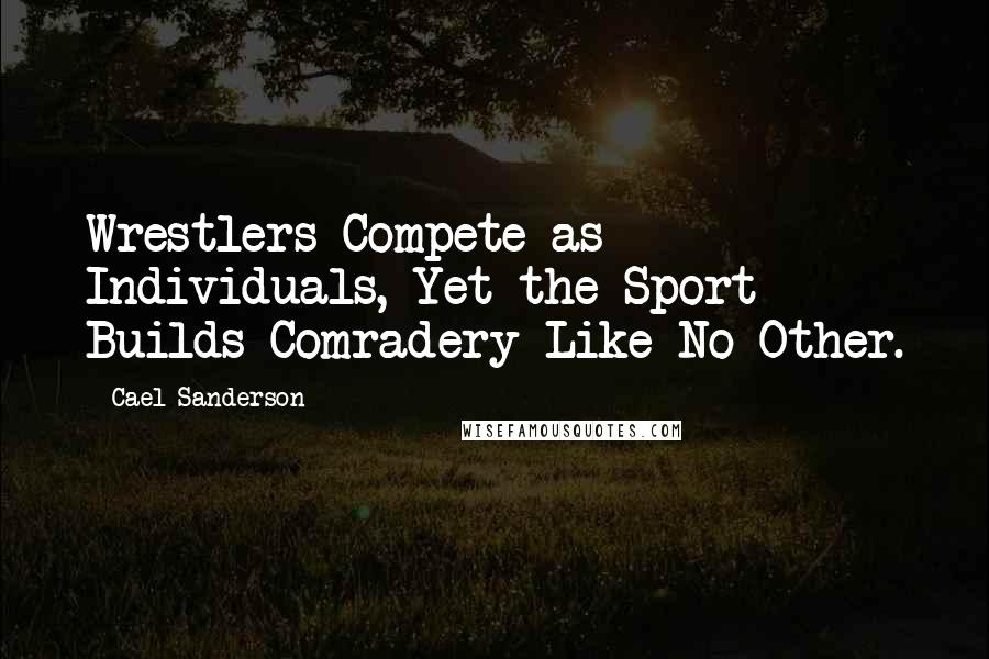 Cael Sanderson Quotes: Wrestlers Compete as Individuals, Yet the Sport Builds Comradery Like No Other.