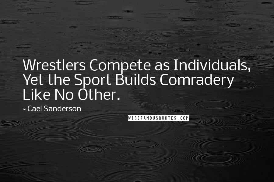 Cael Sanderson Quotes: Wrestlers Compete as Individuals, Yet the Sport Builds Comradery Like No Other.