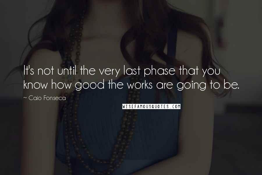 Caio Fonseca Quotes: It's not until the very last phase that you know how good the works are going to be.