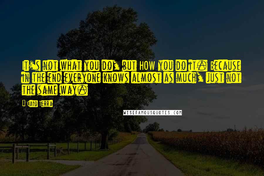 Caio Terra Quotes: It's not what you do, but HOW you do it. Because in the end everyone knows almost as much, just not the same way.