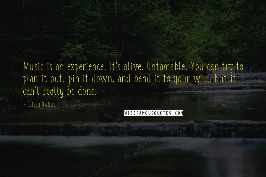 Caisey Quinn Quotes: Music is an experience. It's alive. Untamable. You can try to plan it out, pin it down, and bend it to your will, but it can't really be done.