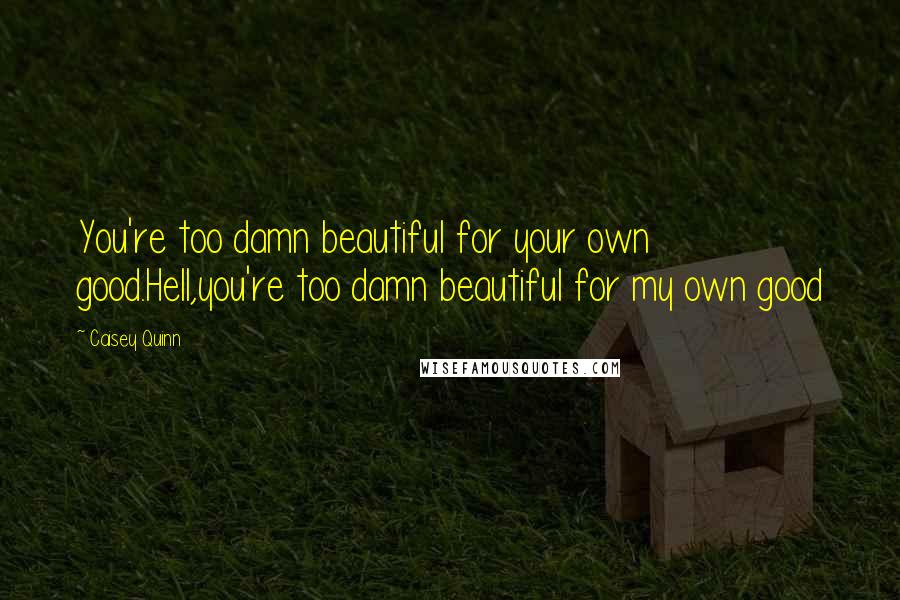 Caisey Quinn Quotes: You're too damn beautiful for your own good.Hell,you're too damn beautiful for my own good
