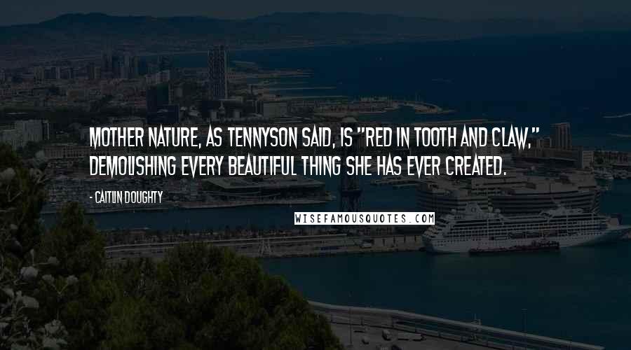 Caitlin Doughty Quotes: Mother Nature, as Tennyson said, is "red in tooth and claw," demolishing every beautiful thing she has ever created.