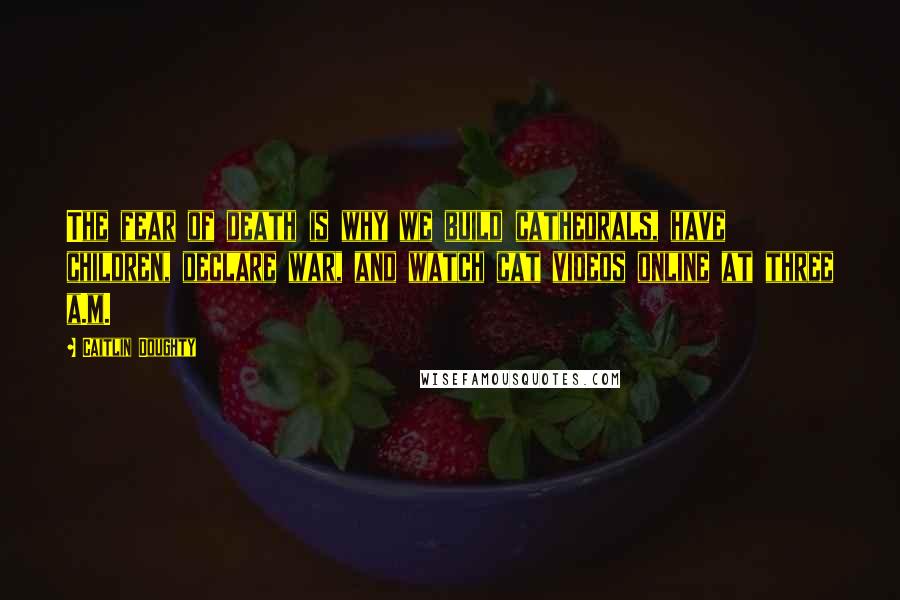 Caitlin Doughty Quotes: The fear of death is why we build cathedrals, have children, declare war, and watch cat videos online at three a.m.