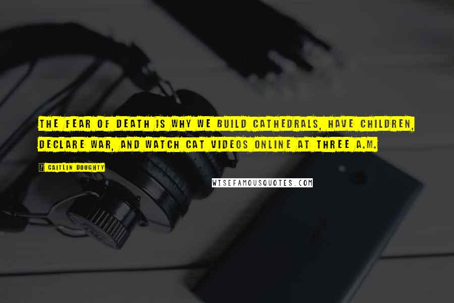 Caitlin Doughty Quotes: The fear of death is why we build cathedrals, have children, declare war, and watch cat videos online at three a.m.