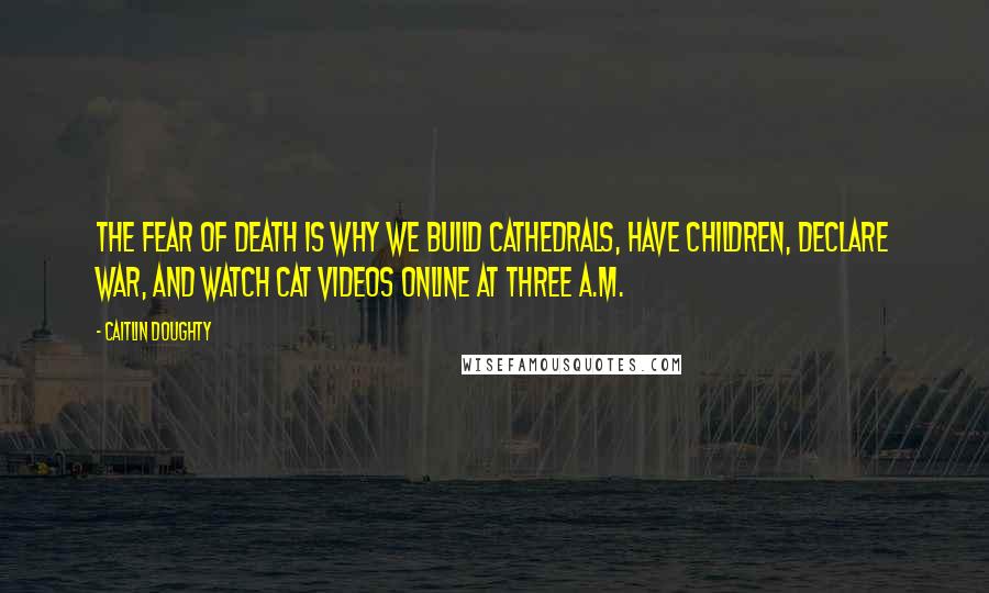 Caitlin Doughty Quotes: The fear of death is why we build cathedrals, have children, declare war, and watch cat videos online at three a.m.