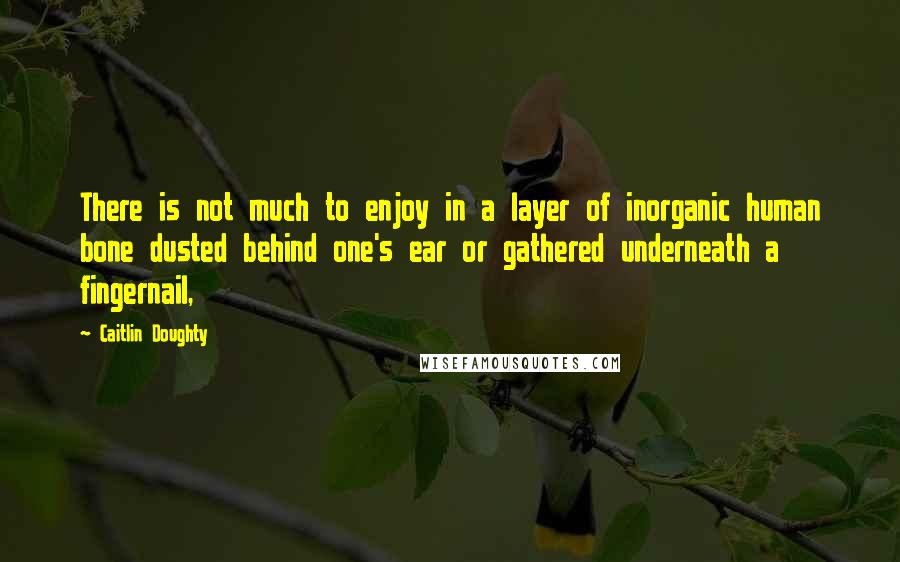 Caitlin Doughty Quotes: There is not much to enjoy in a layer of inorganic human bone dusted behind one's ear or gathered underneath a fingernail,