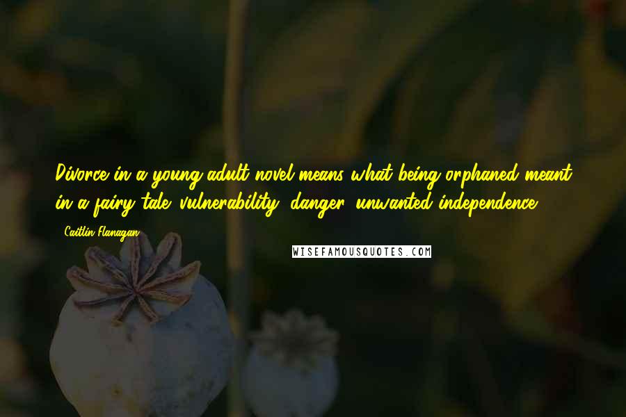 Caitlin Flanagan Quotes: Divorce in a young-adult novel means what being orphaned meant in a fairy tale: vulnerability, danger, unwanted independence.