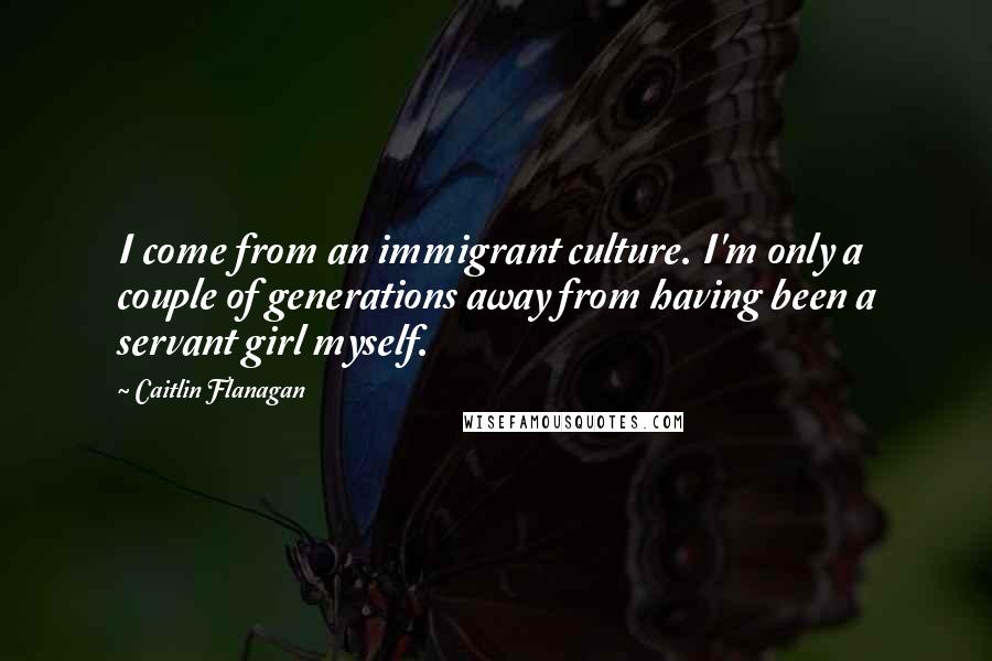 Caitlin Flanagan Quotes: I come from an immigrant culture. I'm only a couple of generations away from having been a servant girl myself.