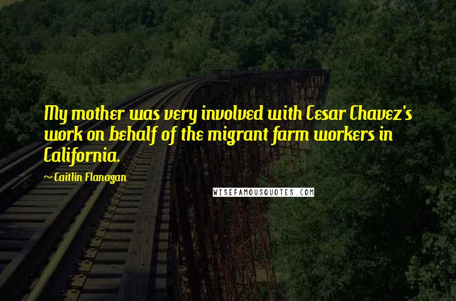 Caitlin Flanagan Quotes: My mother was very involved with Cesar Chavez's work on behalf of the migrant farm workers in California.