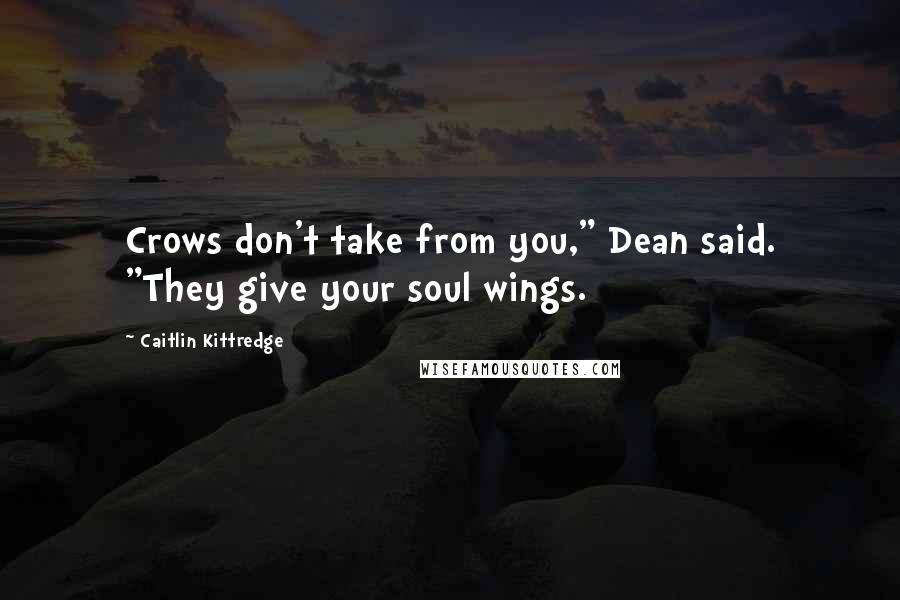 Caitlin Kittredge Quotes: Crows don't take from you," Dean said. "They give your soul wings.
