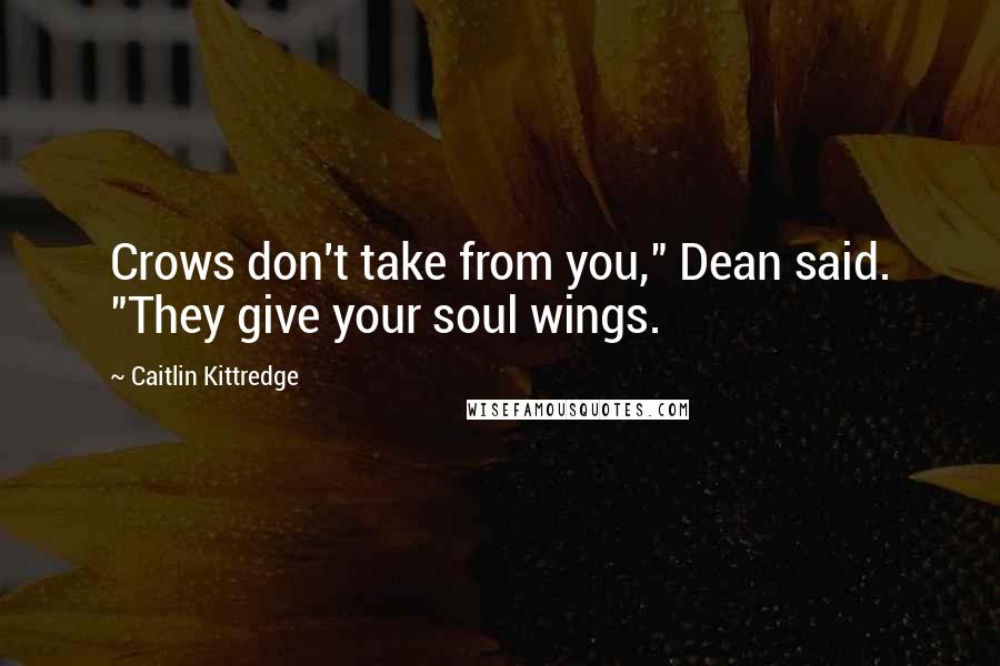 Caitlin Kittredge Quotes: Crows don't take from you," Dean said. "They give your soul wings.