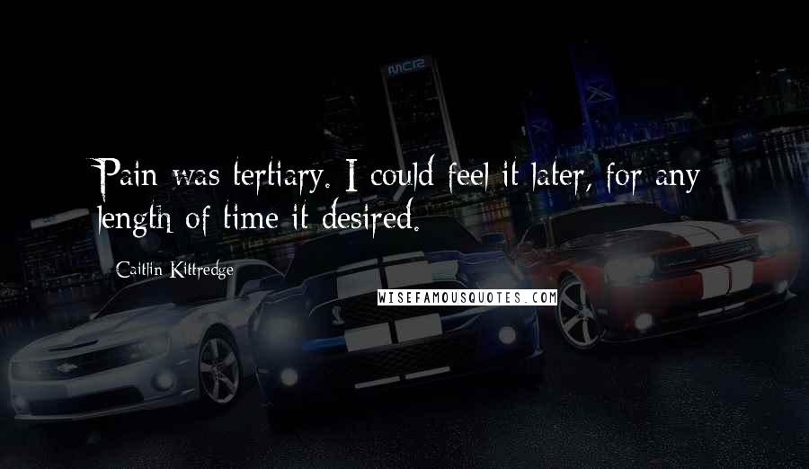 Caitlin Kittredge Quotes: Pain was tertiary. I could feel it later, for any length of time it desired.