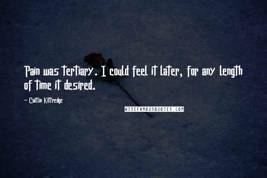Caitlin Kittredge Quotes: Pain was tertiary. I could feel it later, for any length of time it desired.