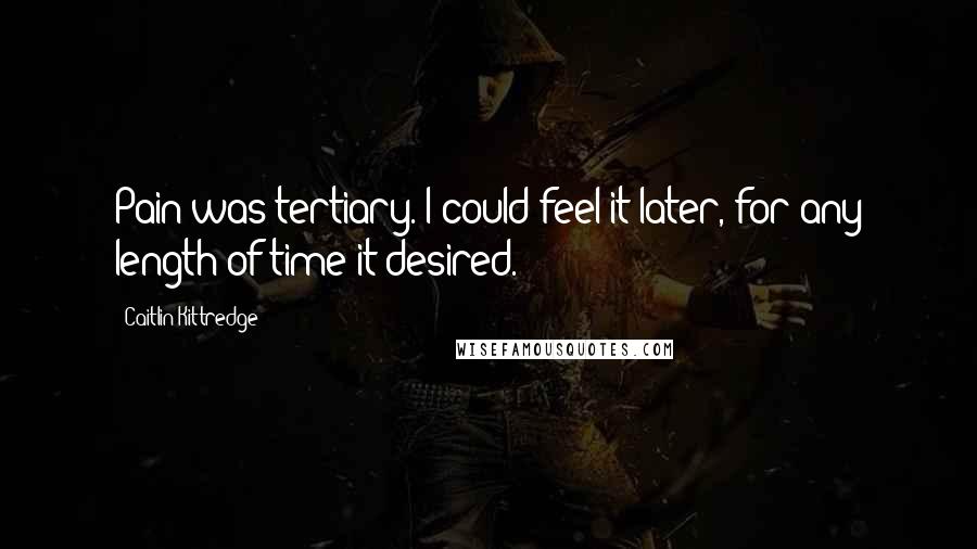 Caitlin Kittredge Quotes: Pain was tertiary. I could feel it later, for any length of time it desired.