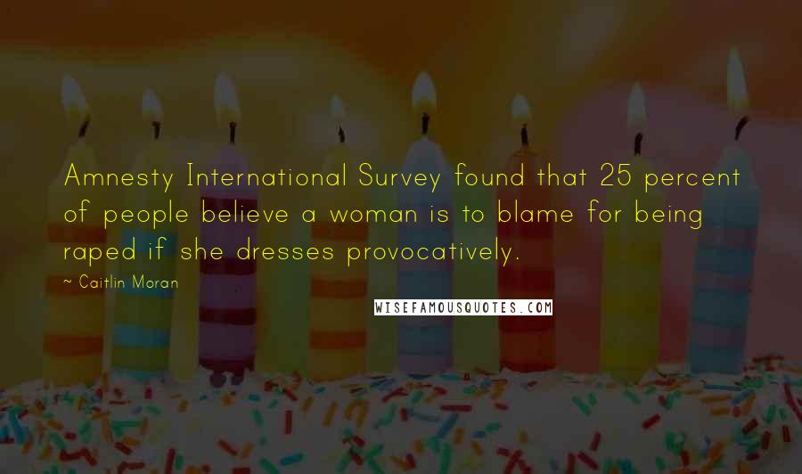 Caitlin Moran Quotes: Amnesty International Survey found that 25 percent of people believe a woman is to blame for being raped if she dresses provocatively.
