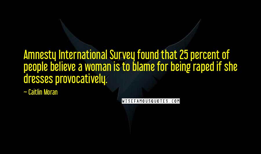 Caitlin Moran Quotes: Amnesty International Survey found that 25 percent of people believe a woman is to blame for being raped if she dresses provocatively.