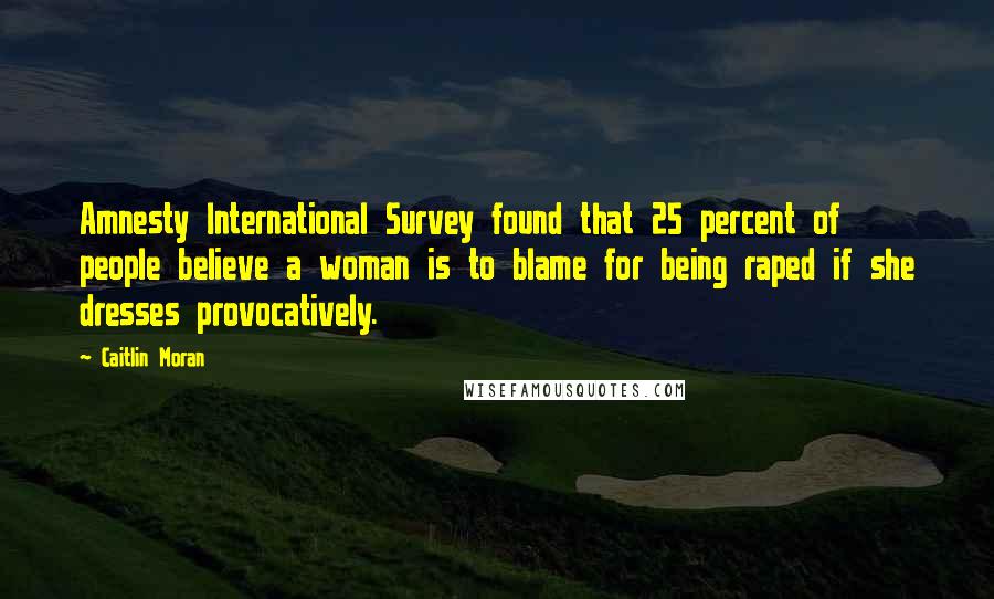 Caitlin Moran Quotes: Amnesty International Survey found that 25 percent of people believe a woman is to blame for being raped if she dresses provocatively.