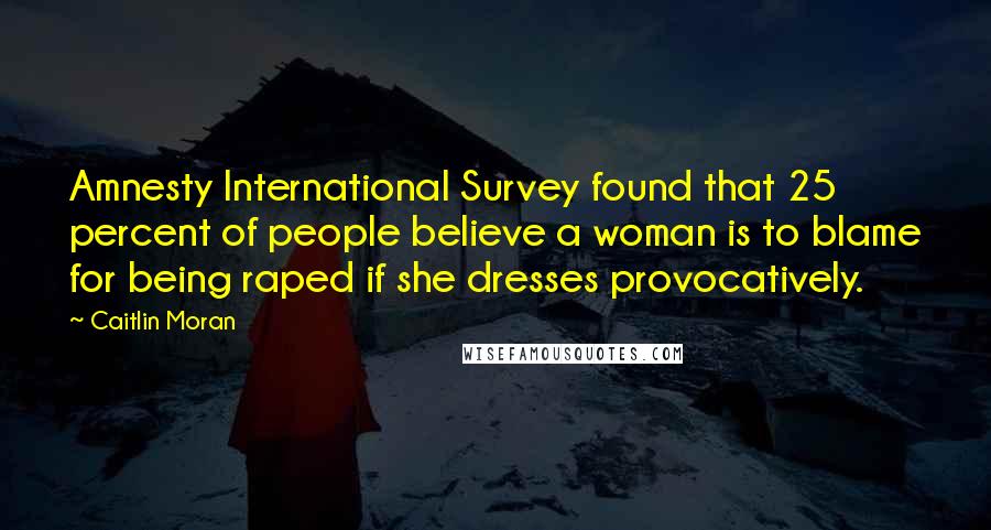 Caitlin Moran Quotes: Amnesty International Survey found that 25 percent of people believe a woman is to blame for being raped if she dresses provocatively.