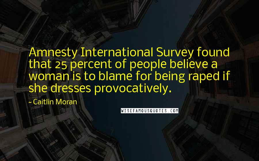 Caitlin Moran Quotes: Amnesty International Survey found that 25 percent of people believe a woman is to blame for being raped if she dresses provocatively.