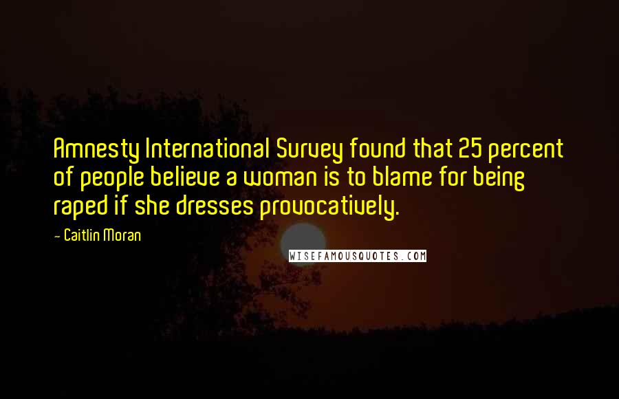 Caitlin Moran Quotes: Amnesty International Survey found that 25 percent of people believe a woman is to blame for being raped if she dresses provocatively.