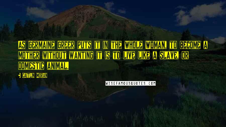 Caitlin Moran Quotes: As Germaine Greer puts it in The Whole Woman, to become a mother without wanting it is to live like a slave, or domestic animal.