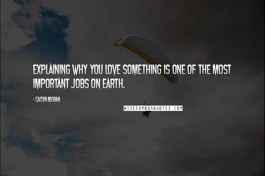 Caitlin Moran Quotes: Explaining why you love something is one of the most important jobs on earth.
